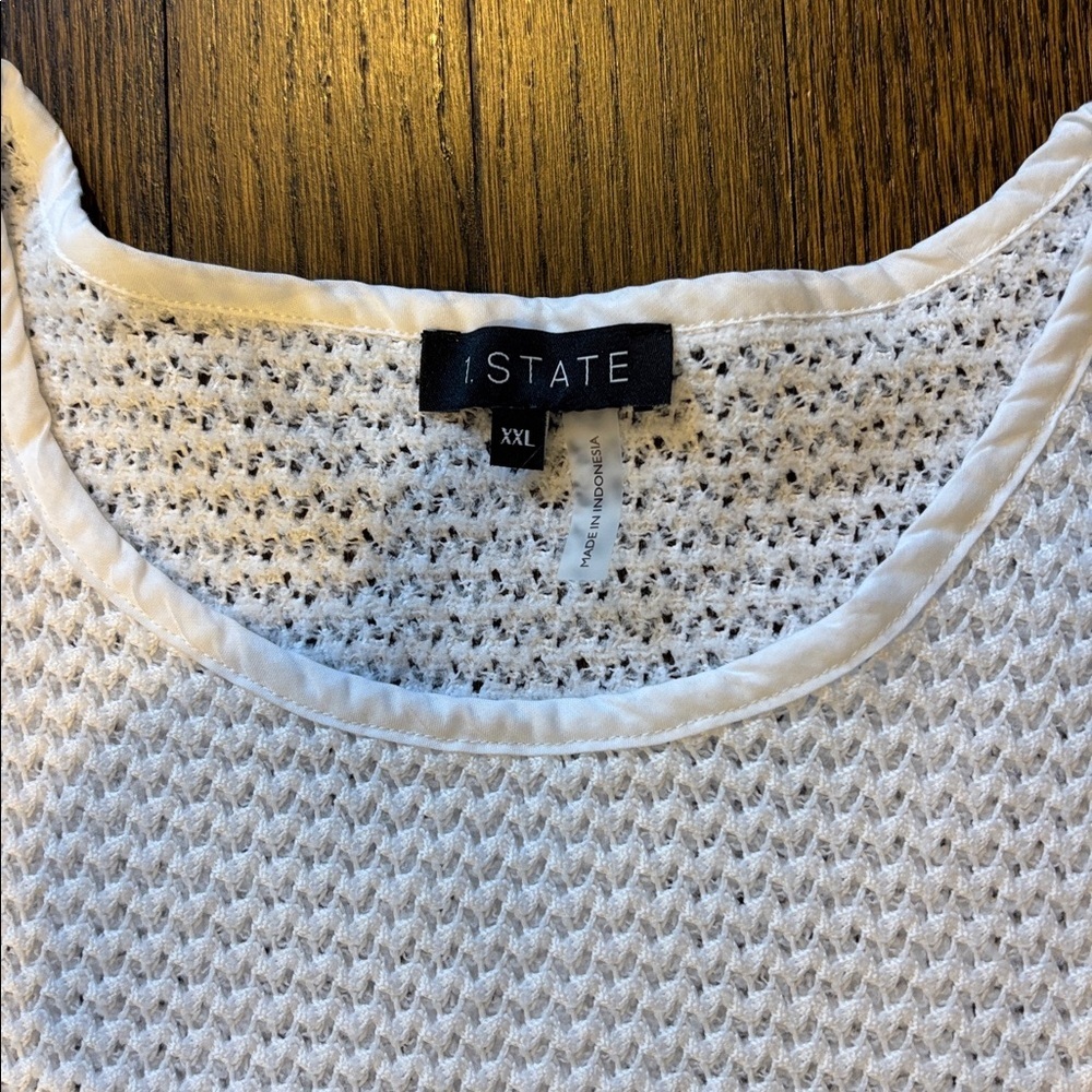 1.STATE White Sleeveless Fringe Knit Tank XXL - Picture 2 of 5
